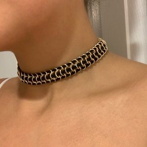 Black and gold chain choker necklace